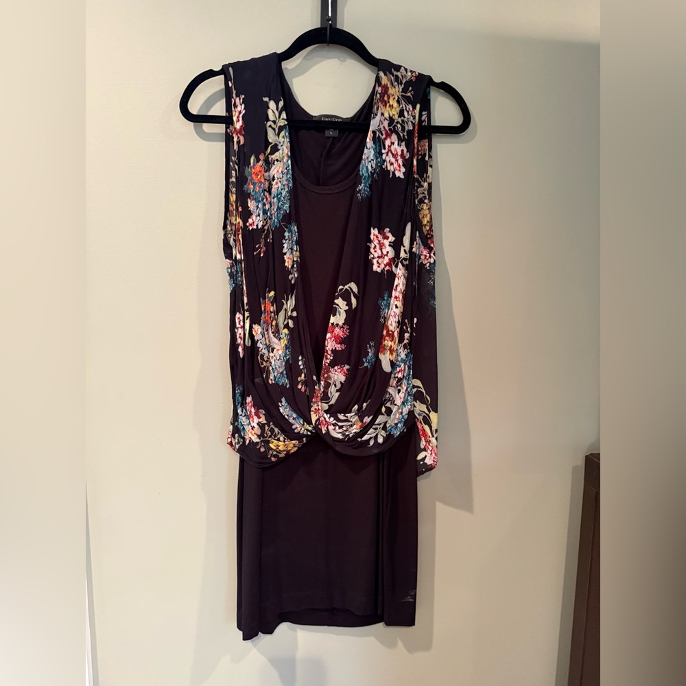Karen Kane Floral Overlay Black Dress